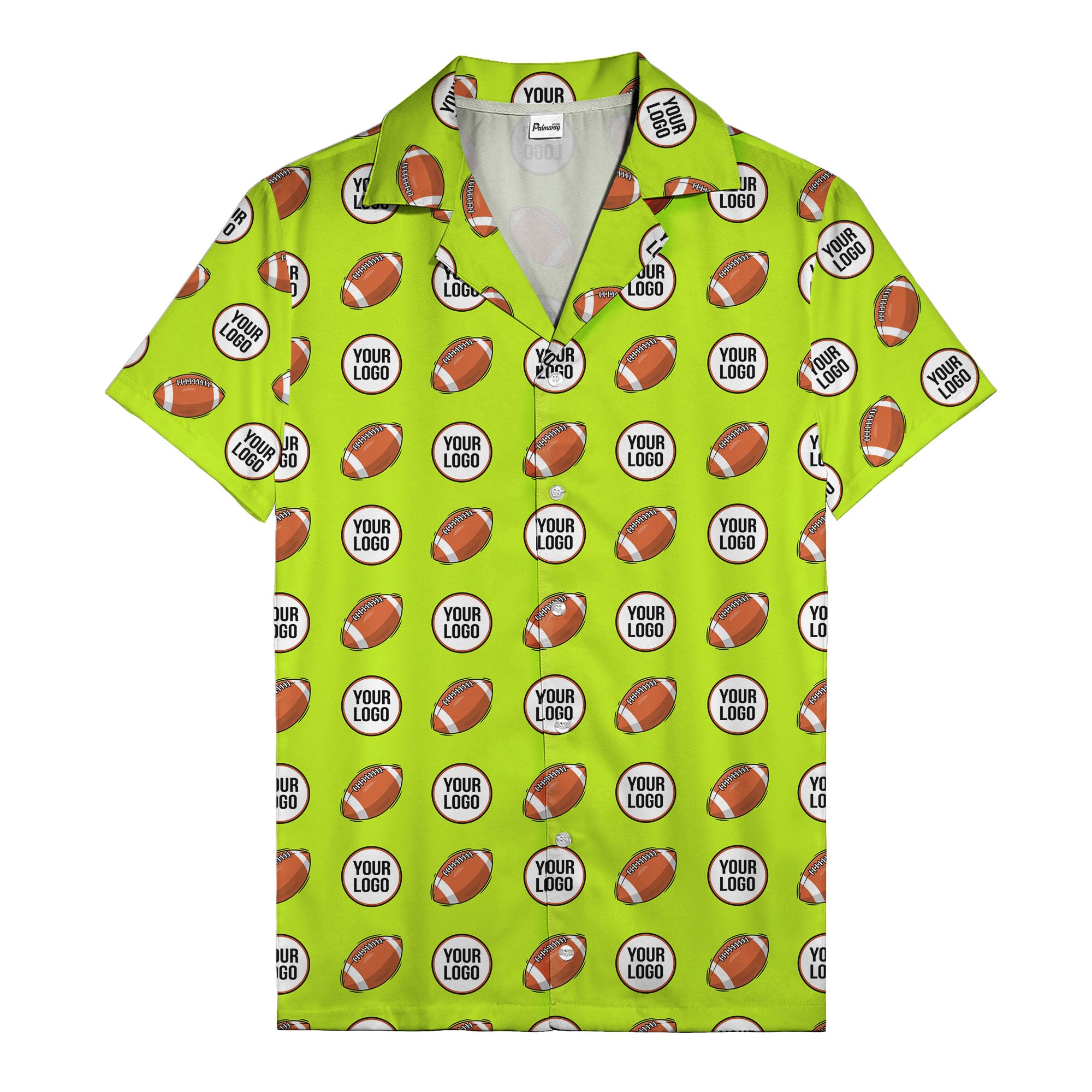 cartoon football field custom logo pattern black hawaiian shirt for men