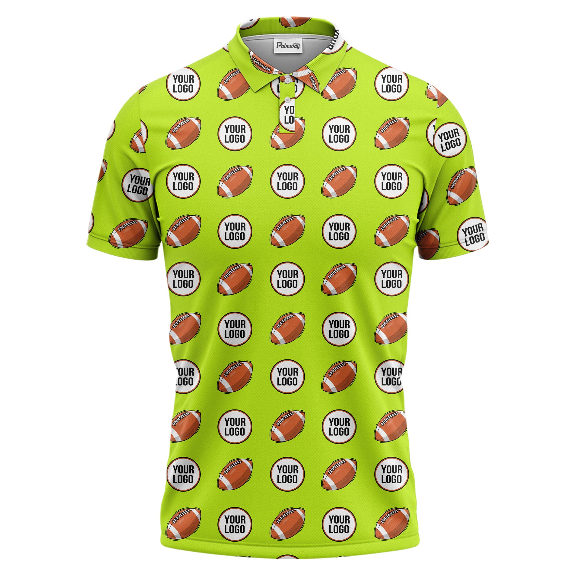 cartoon football logo circle repeat black sports polo shirt for men