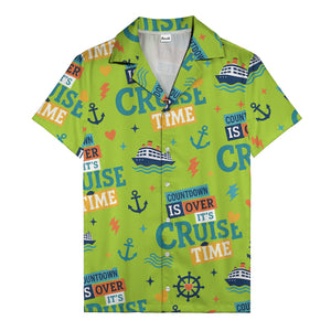 cruise ships & anchors cartoon fun hawaiian shirt for vacation