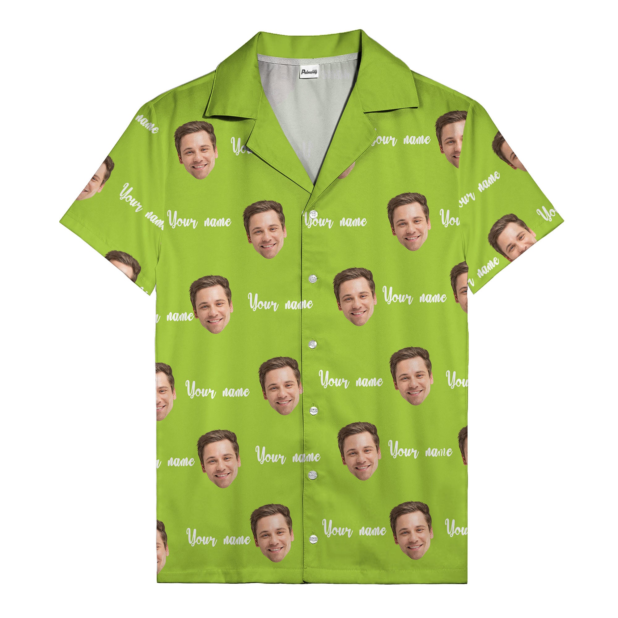 custom face portrait & personalized text repeat hawaiian shirt