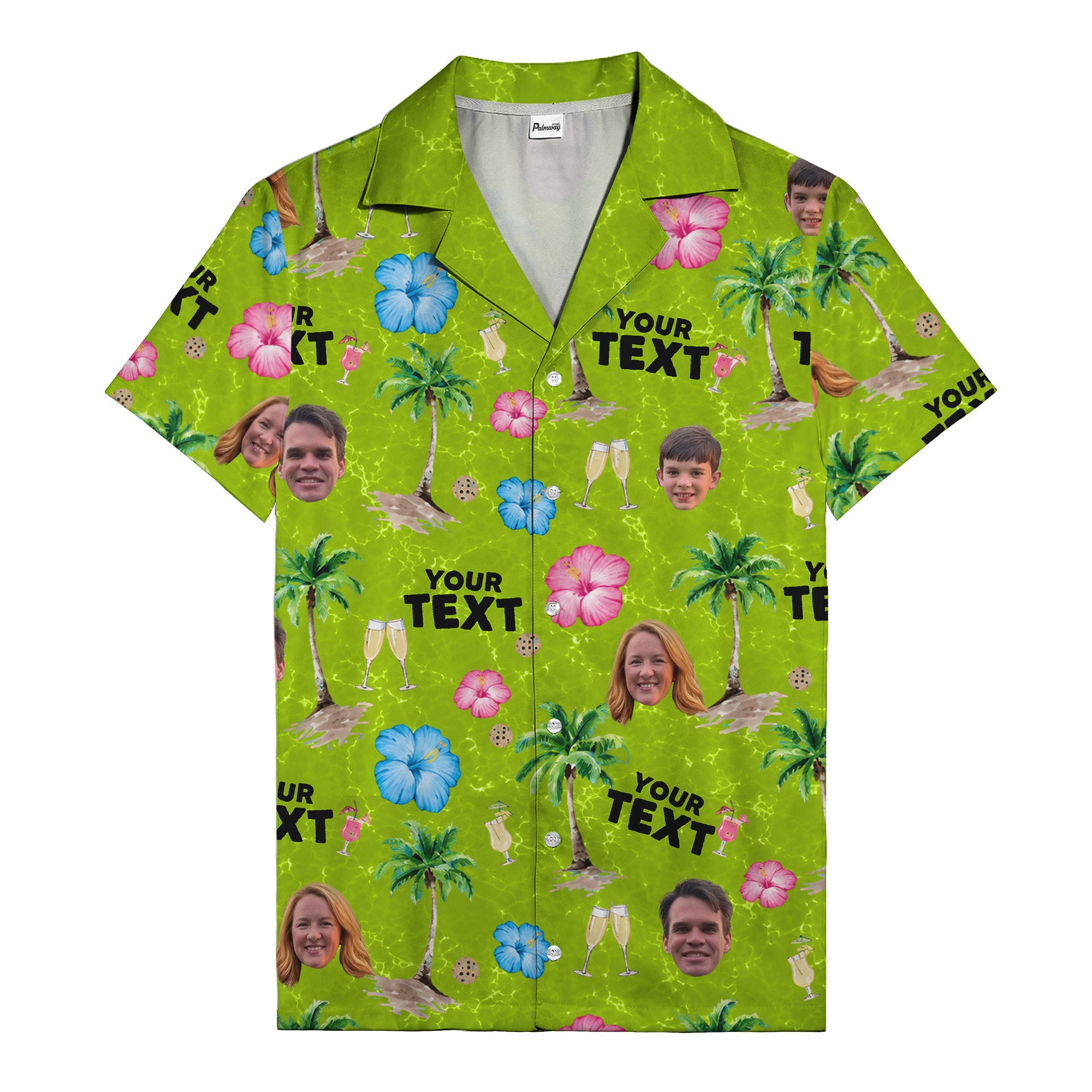 custom faces palm trees hibiscus watercolor hawaiian shirt for men