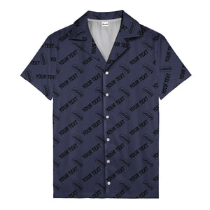 custom logo & editable text repeat pattern black hawaiian shirt