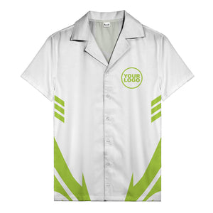 custom logo geometric stripes hawaiian shirt men's aloha button down
