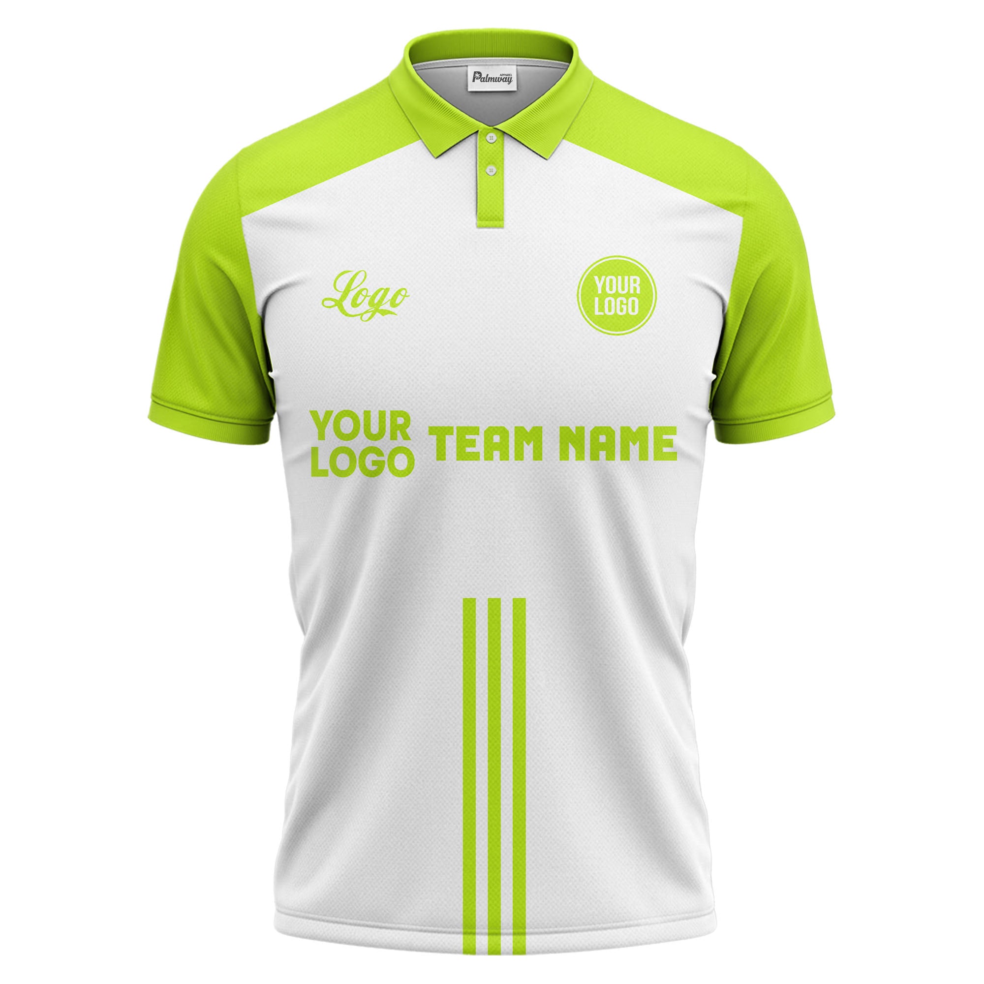 custom logo & team text white black sports jersey polo shirt for men