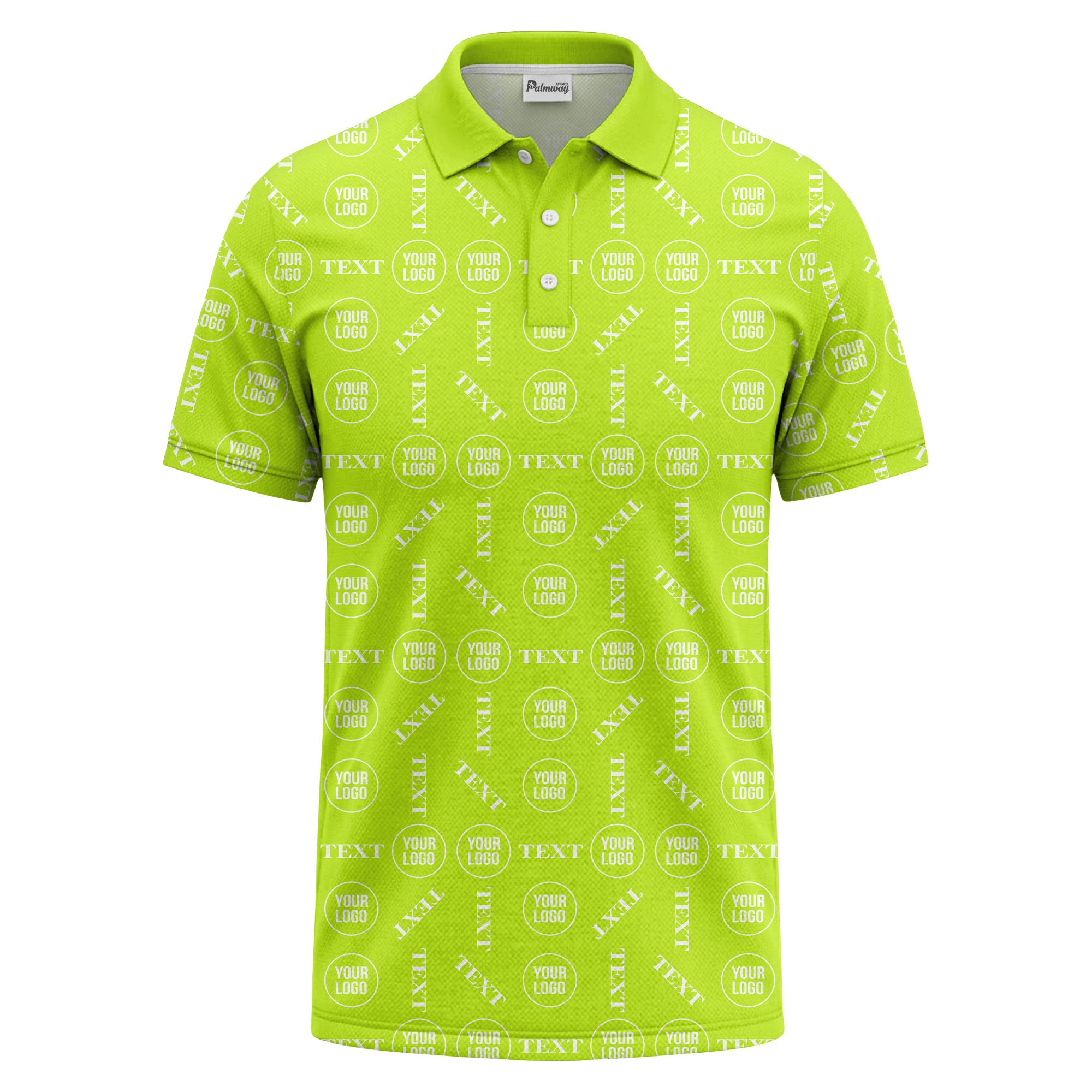 custom logo & text repeat all over print polo shirt