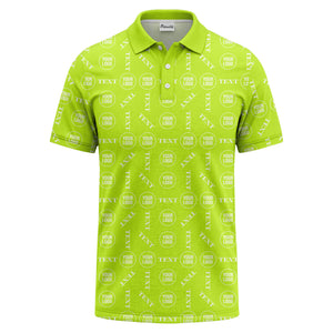 custom logo & text repeat all over print polo shirt