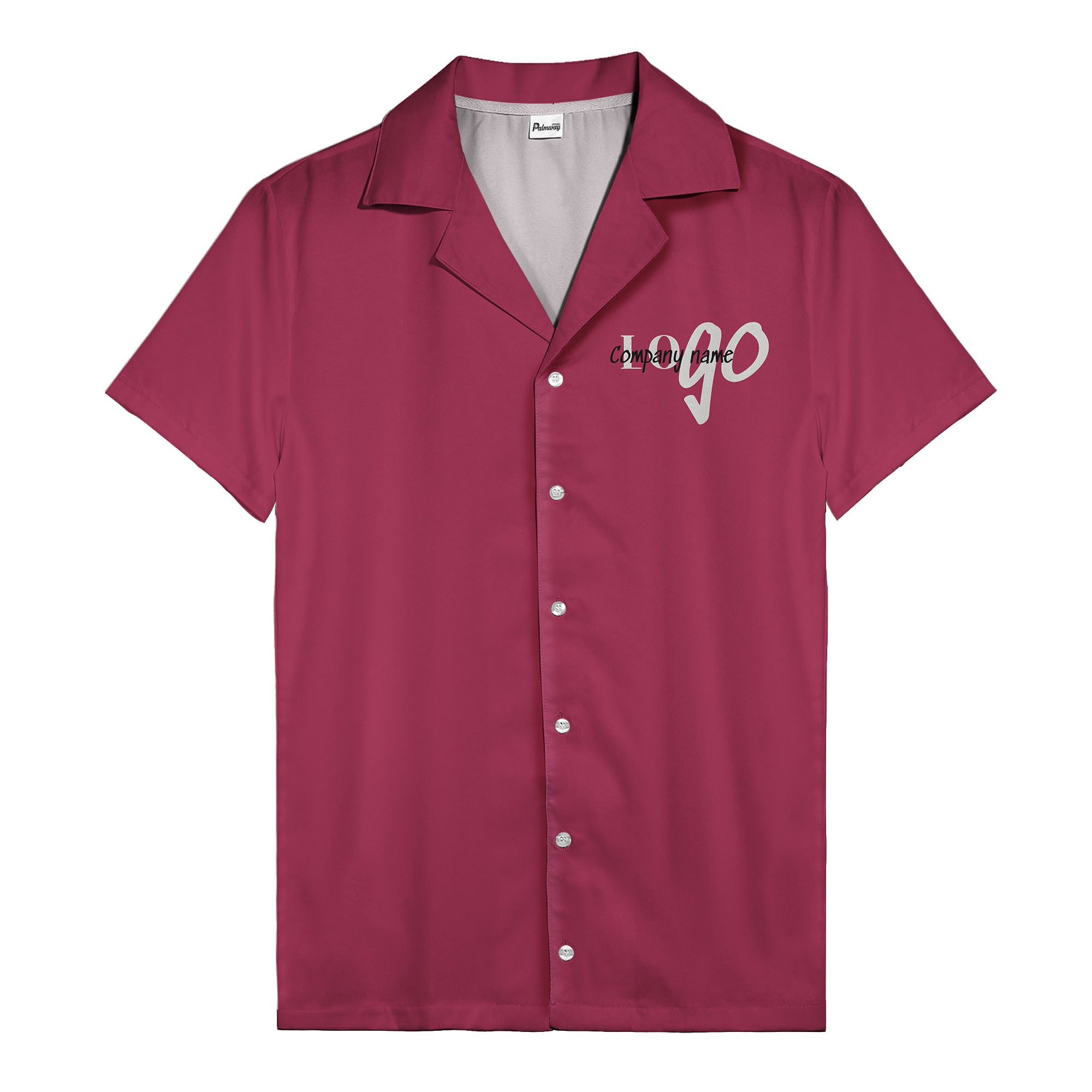 custom logo typography on solid black minimalist modern hawaiian shirt