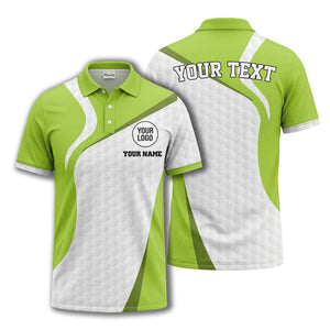 custom name & logo geometric diagonal stripes hexagonal texture polo shirt