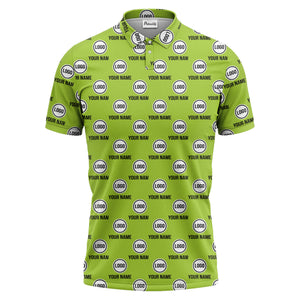 custom name & logo repeat circle pattern black polo shirt