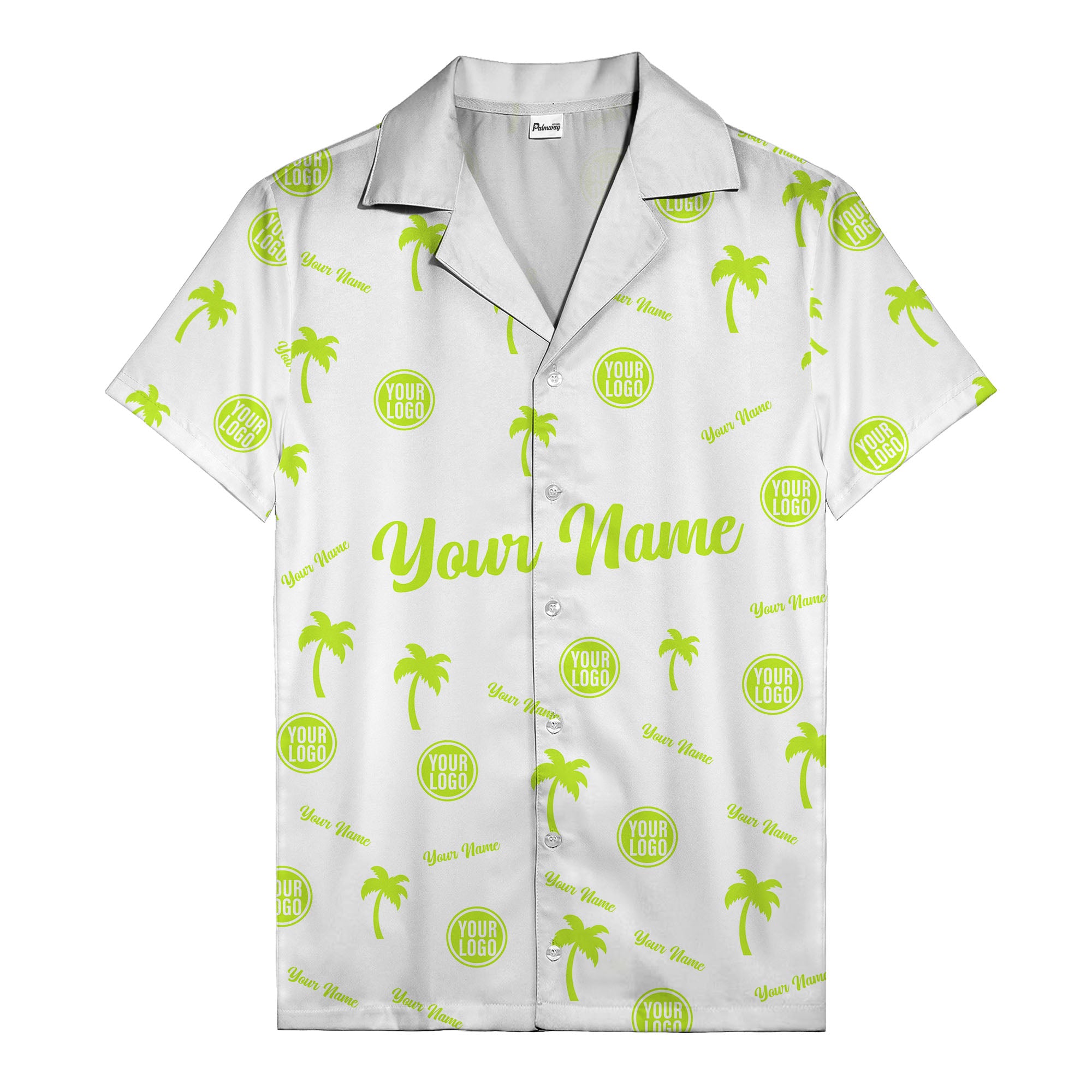 custom palm tree silhouette & name logo black white hawaiian shirt