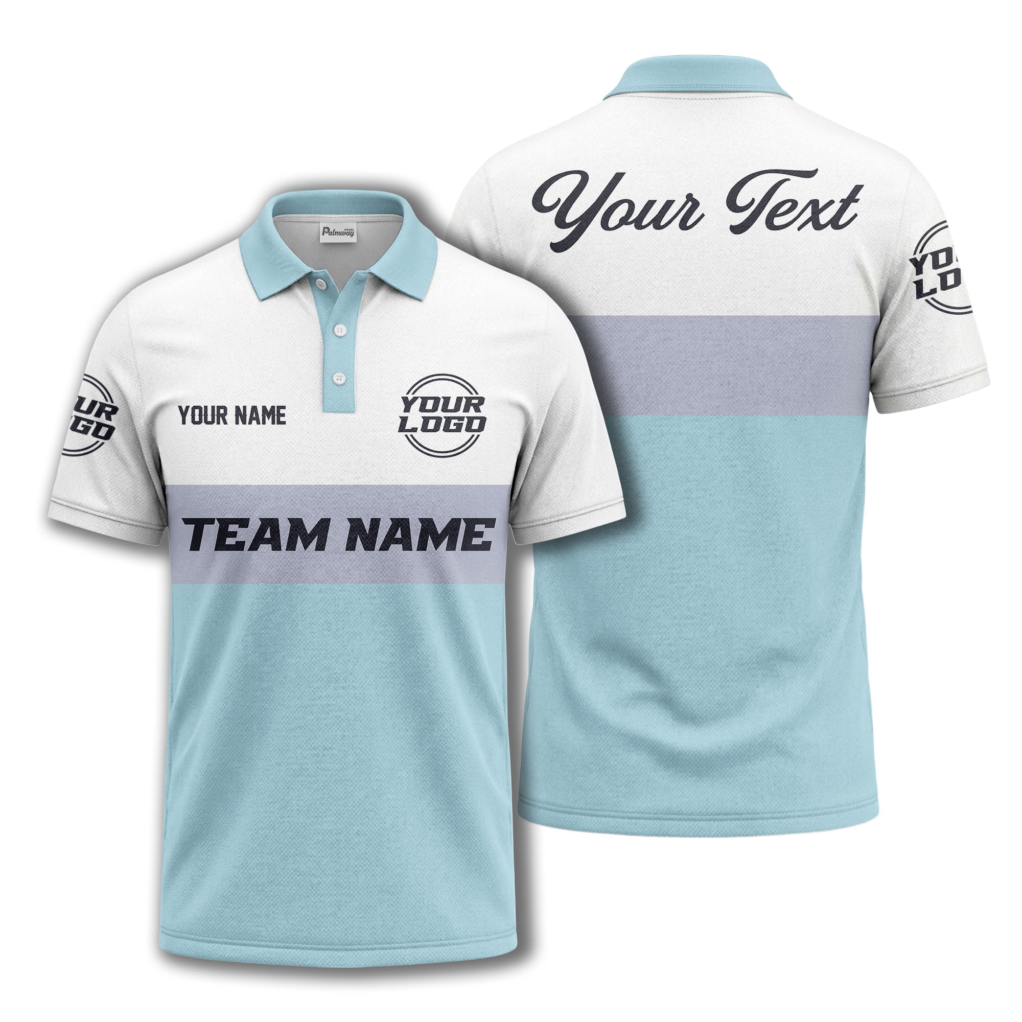 custom team name logo horizontal stripe polo shirt for men