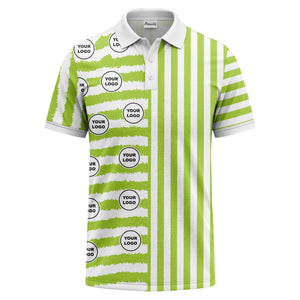 customizable black & white stripes with logo circles polo shirt