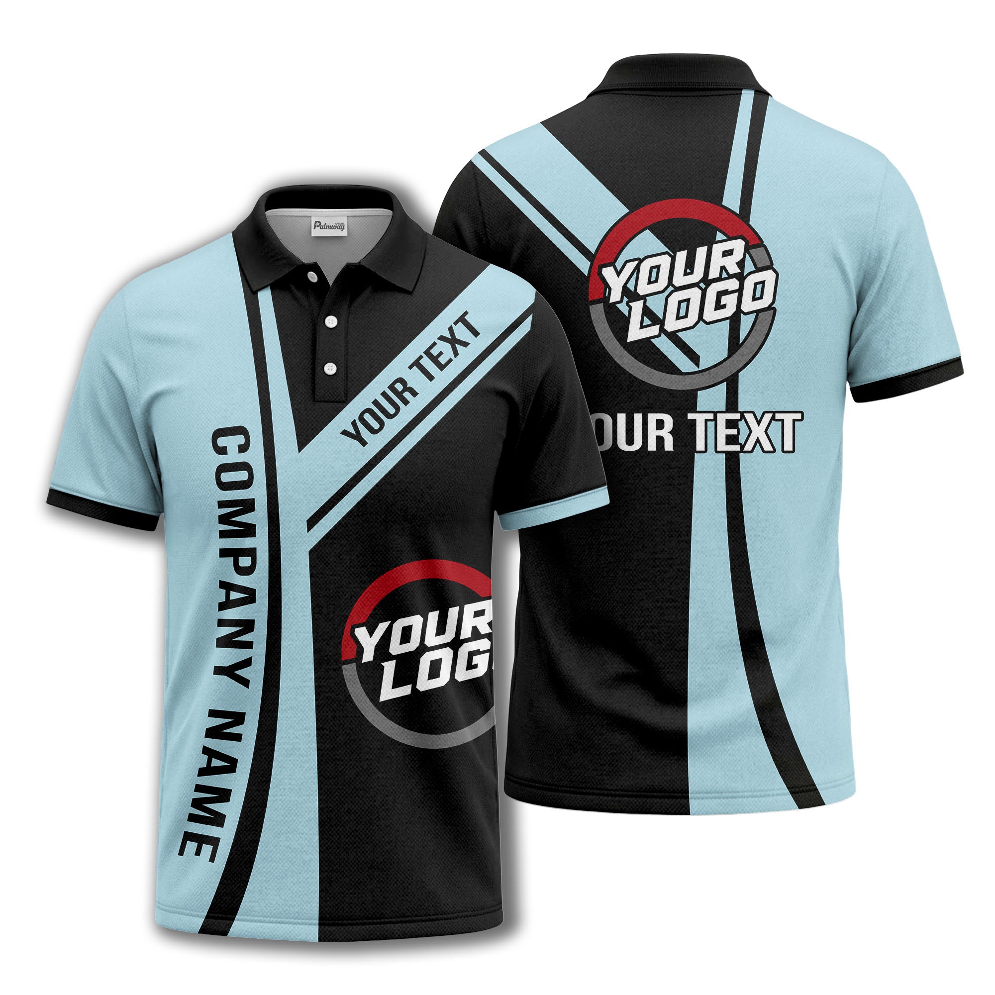 customizable company logo diagonal stripe polo shirt for corporate teams