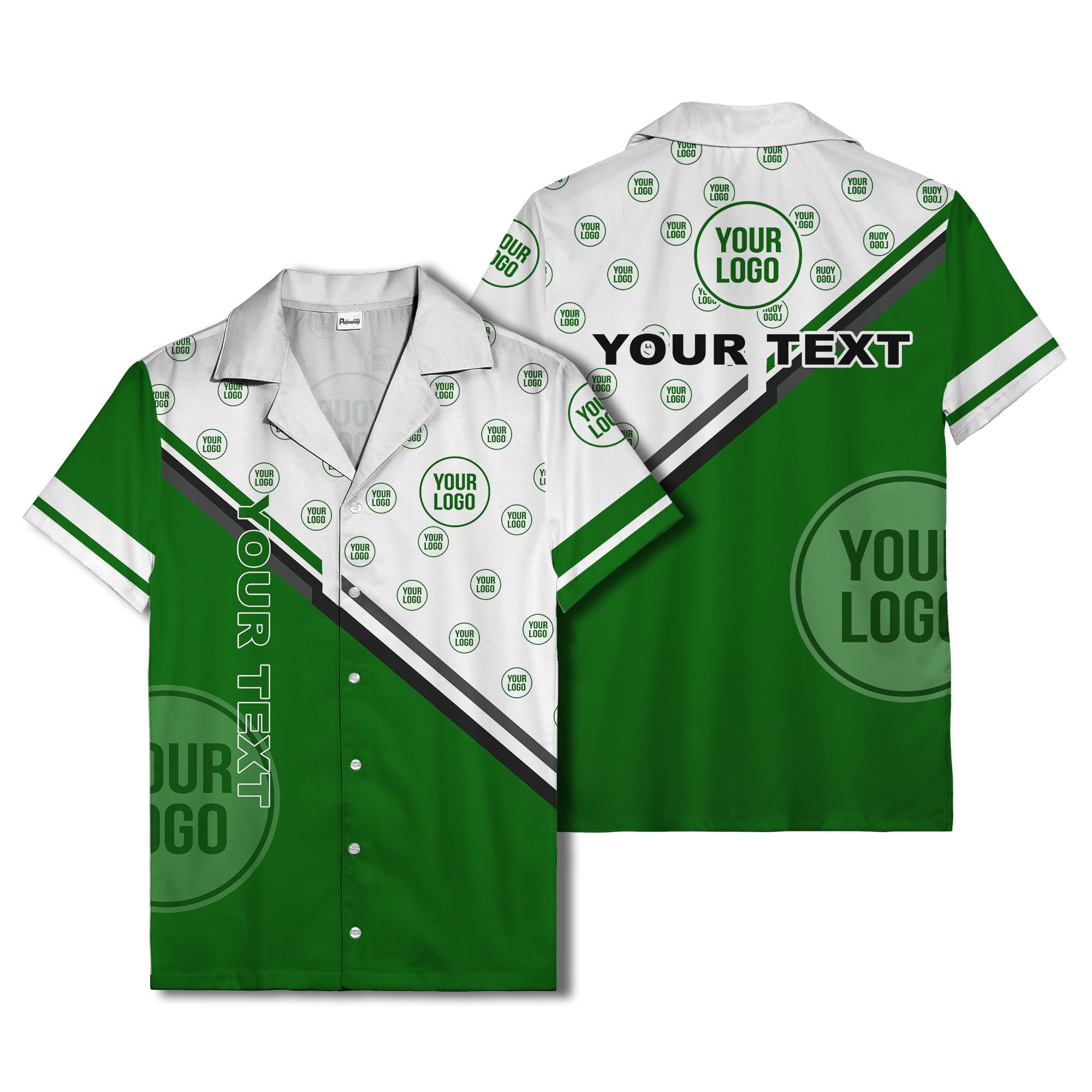 customizable diagonal stripe & logo repeating hawaiian shirt