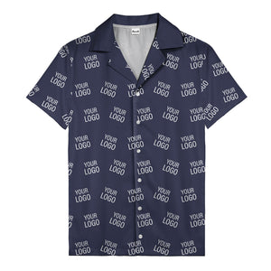 customizable repeat logo monochrome black hawaiian shirt for men