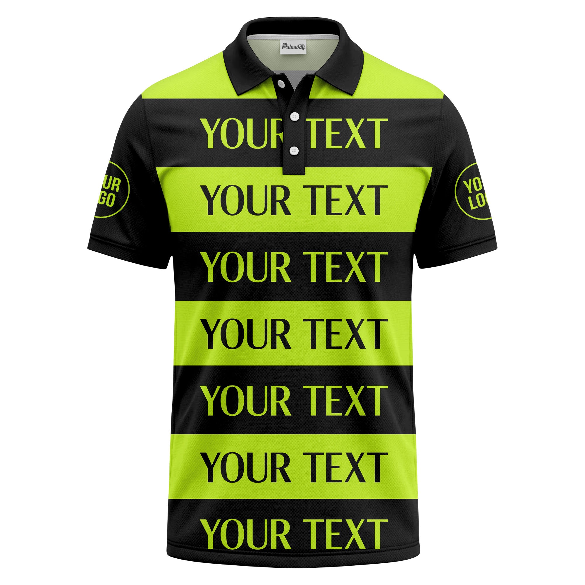 customizable text on bold horizontal stripes polo shirt