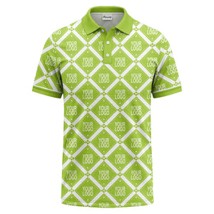 diamond grid logo repeat all over print polo shirt