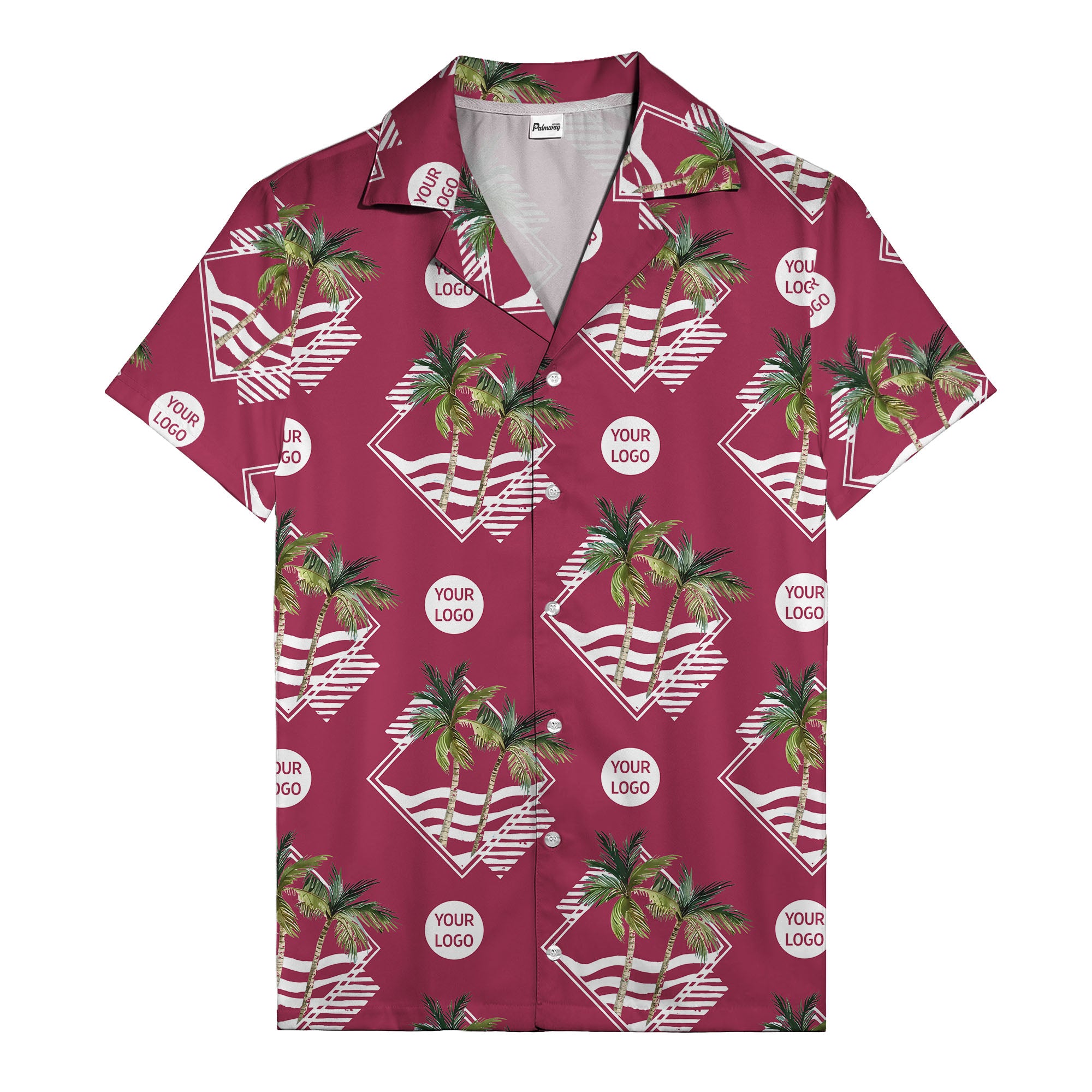diamond waves & palm trees graphic hawaiian shirt for men