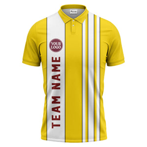 Geometric Maroon Black White Striped Team Polo Shirt With Custom Text Panel