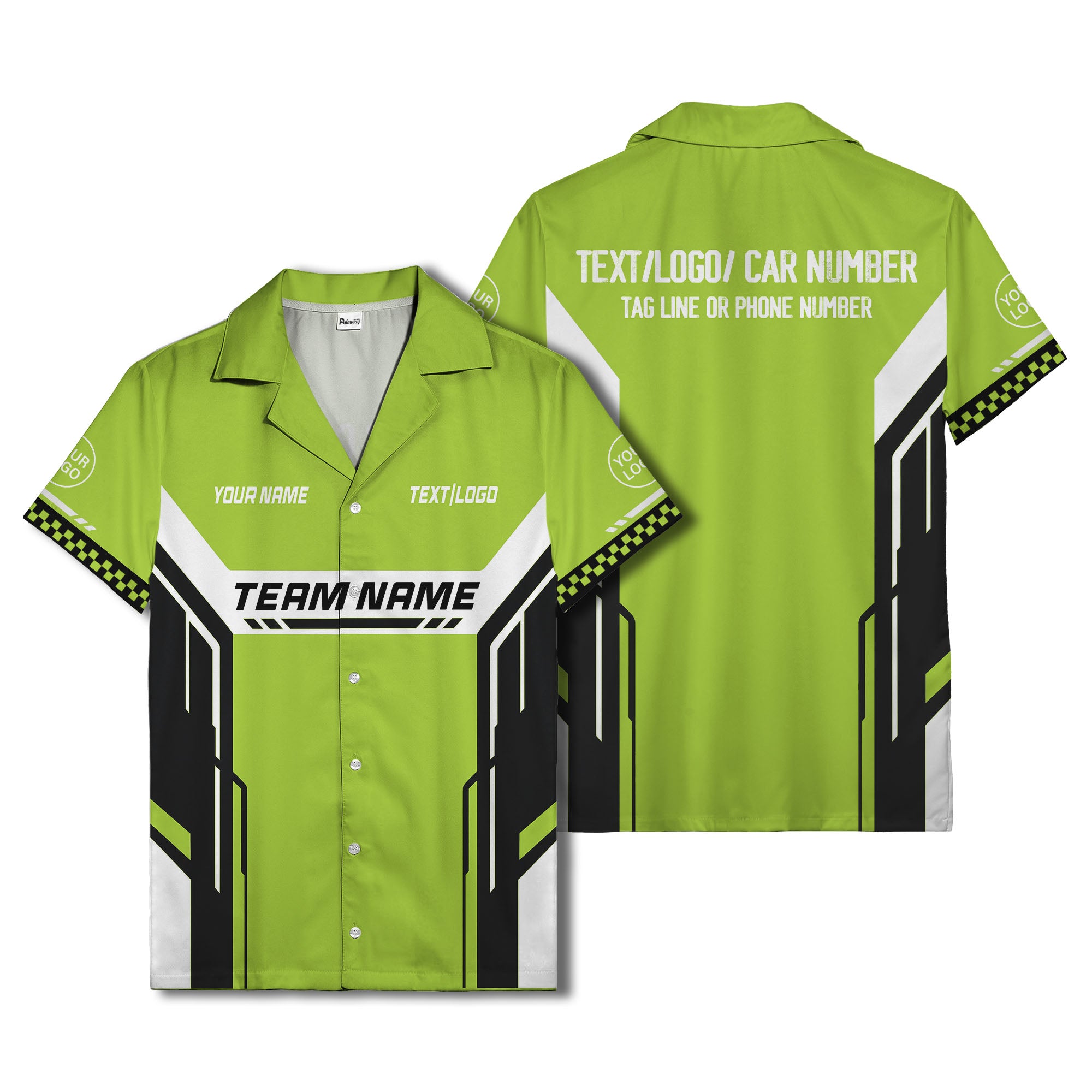 geometric stripes & custom text aloha hawaiian shirt for men