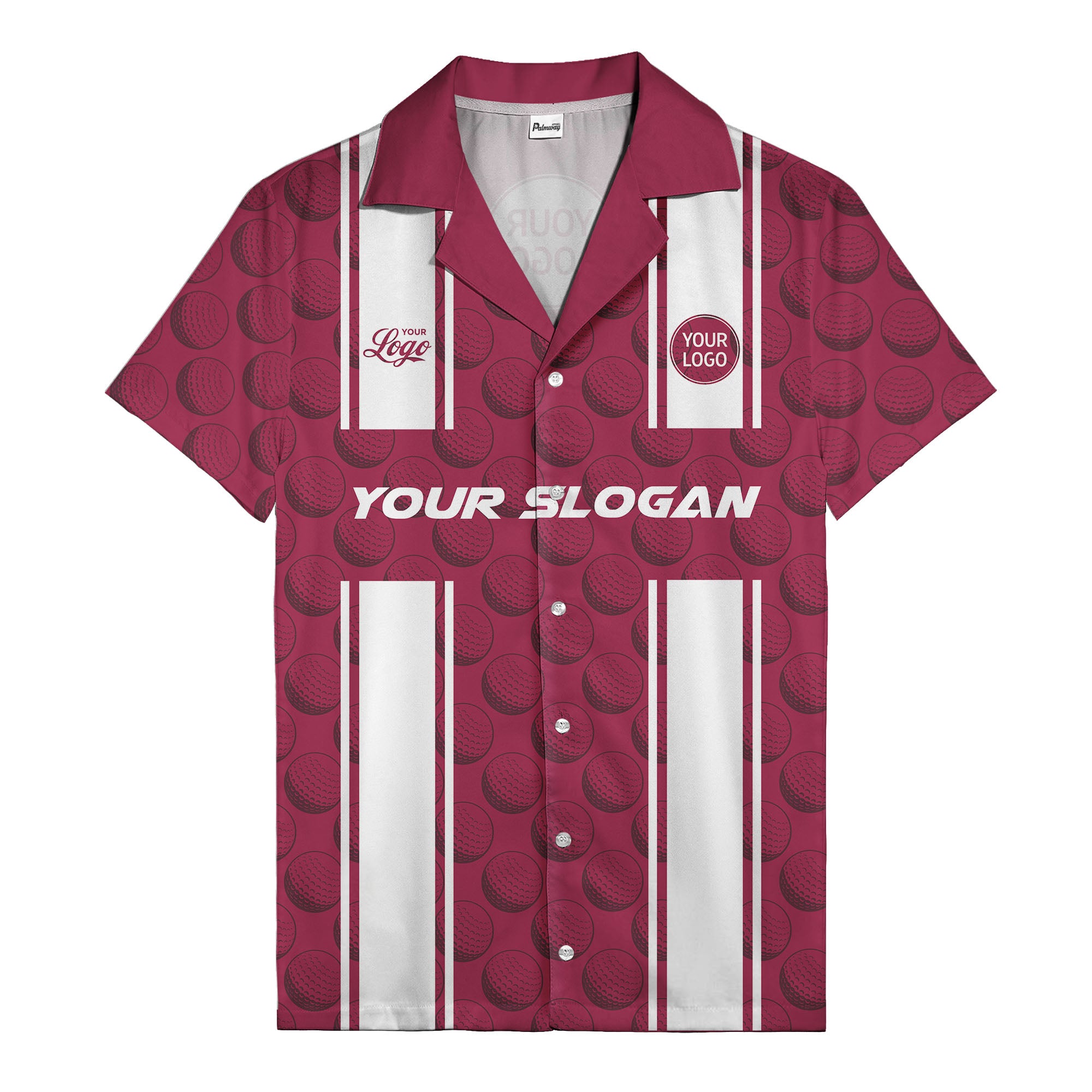 golf ball & white stripe repeat hawaiian shirt for golfers
