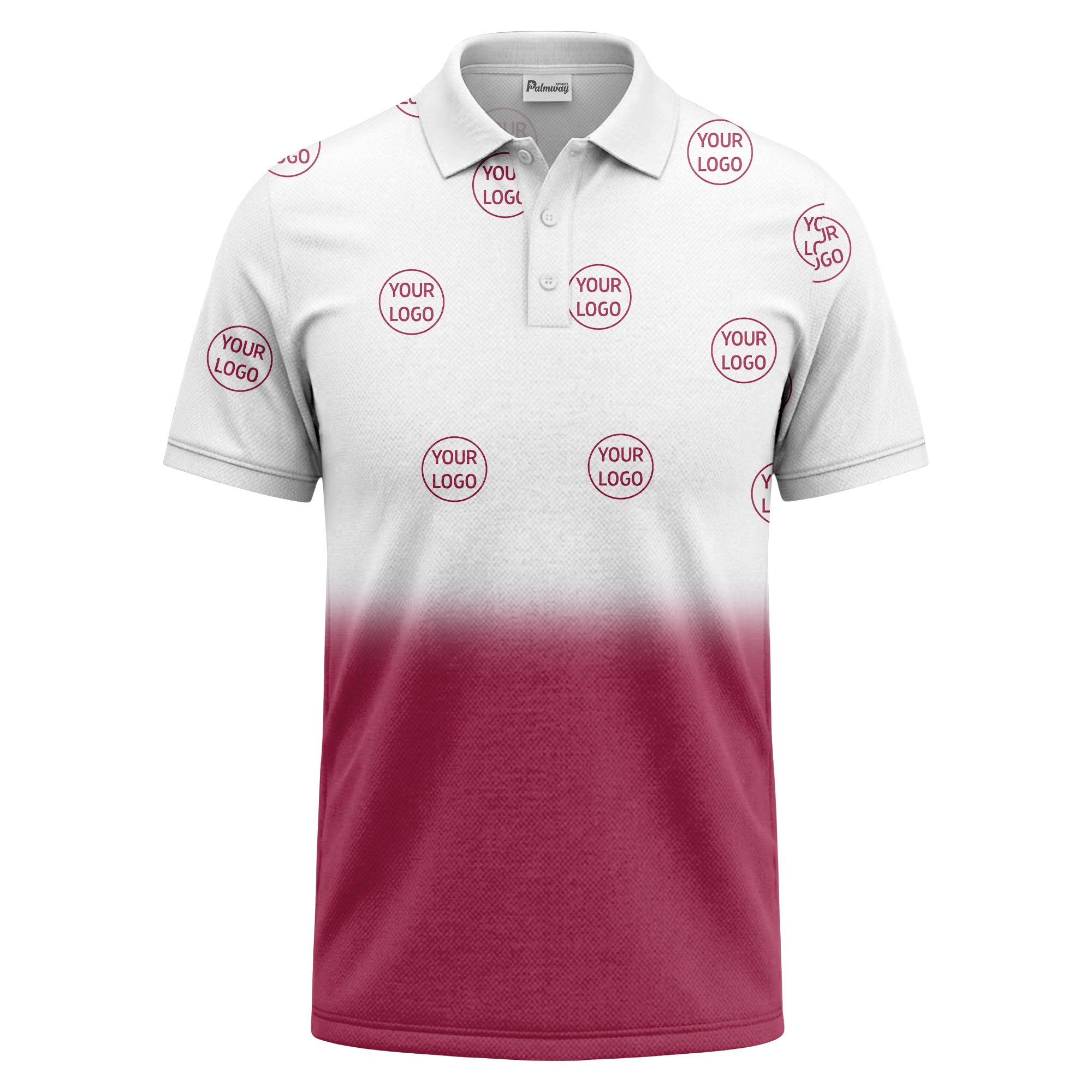 gradient black white custom logo repeat polo shirt