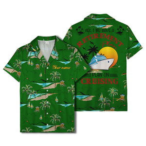 island paradise palm trees & sailboats sunset hawaiian shirt