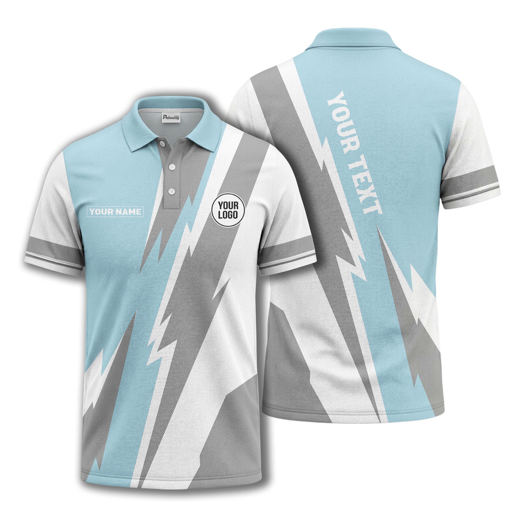 lightning bolt & geometric stripes polo shirt for men