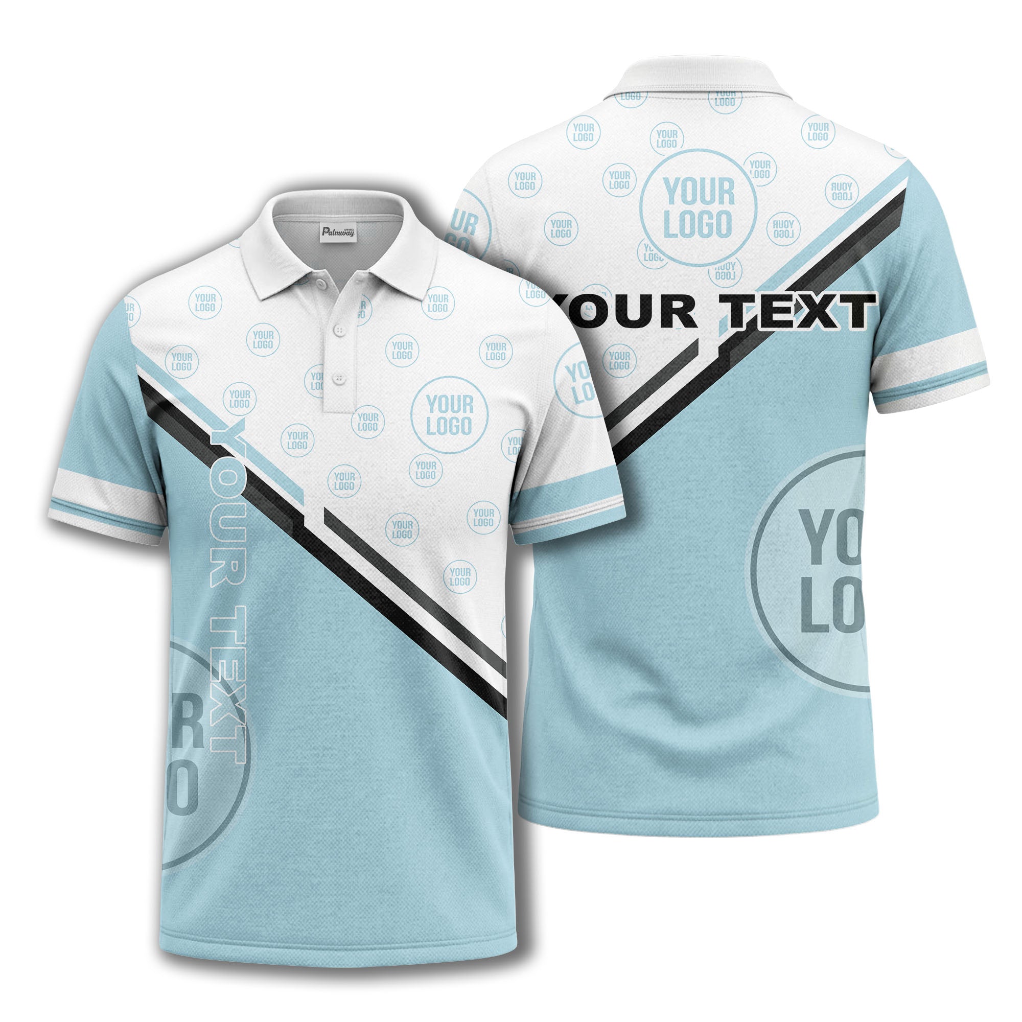 logo repeat diagonal stripe customizable polo shirt for teams
