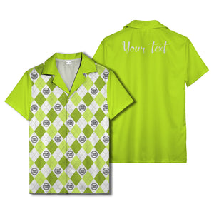 monochrome argyle diamonds golf logos hawaiian shirt