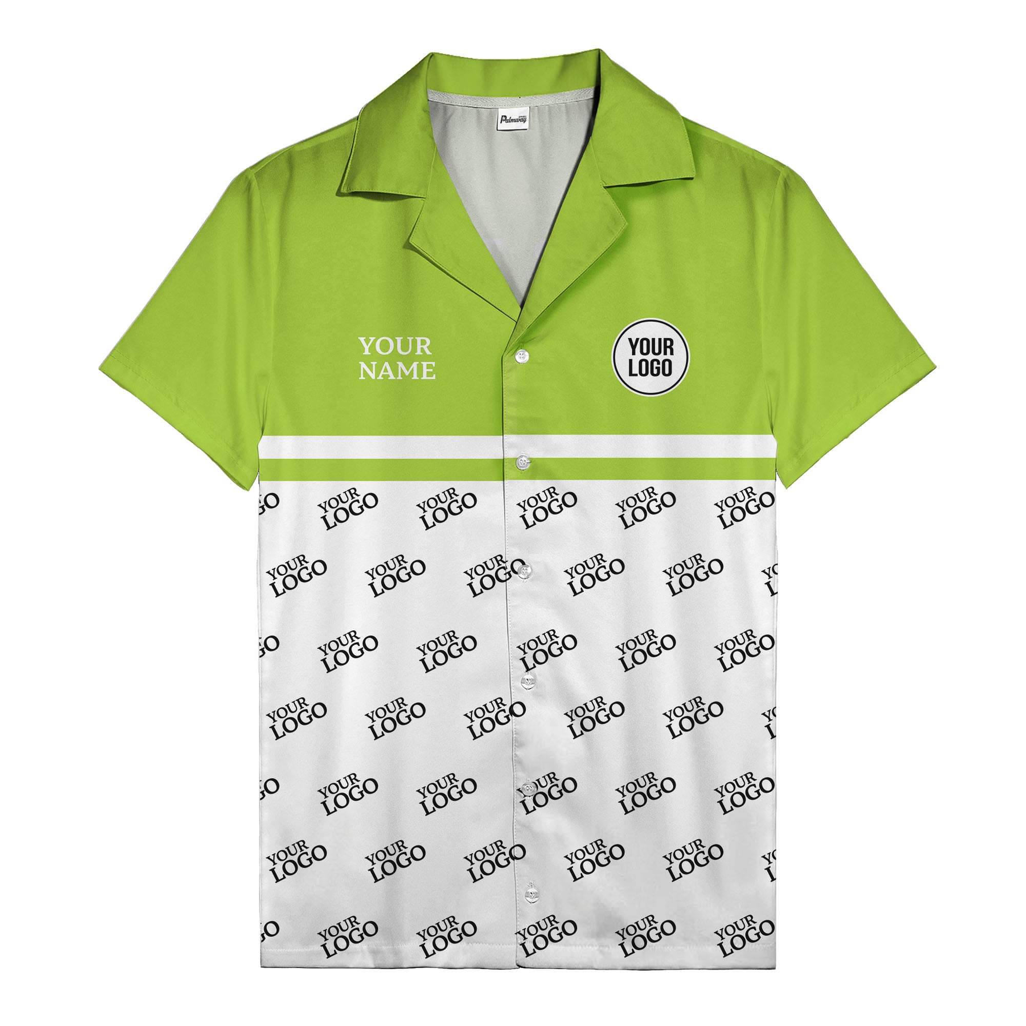 monochrome custom logo repeat hawaiian shirt for men