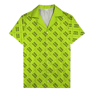 monochrome diamond grid custom logo repeat hawaiian shirt for men
