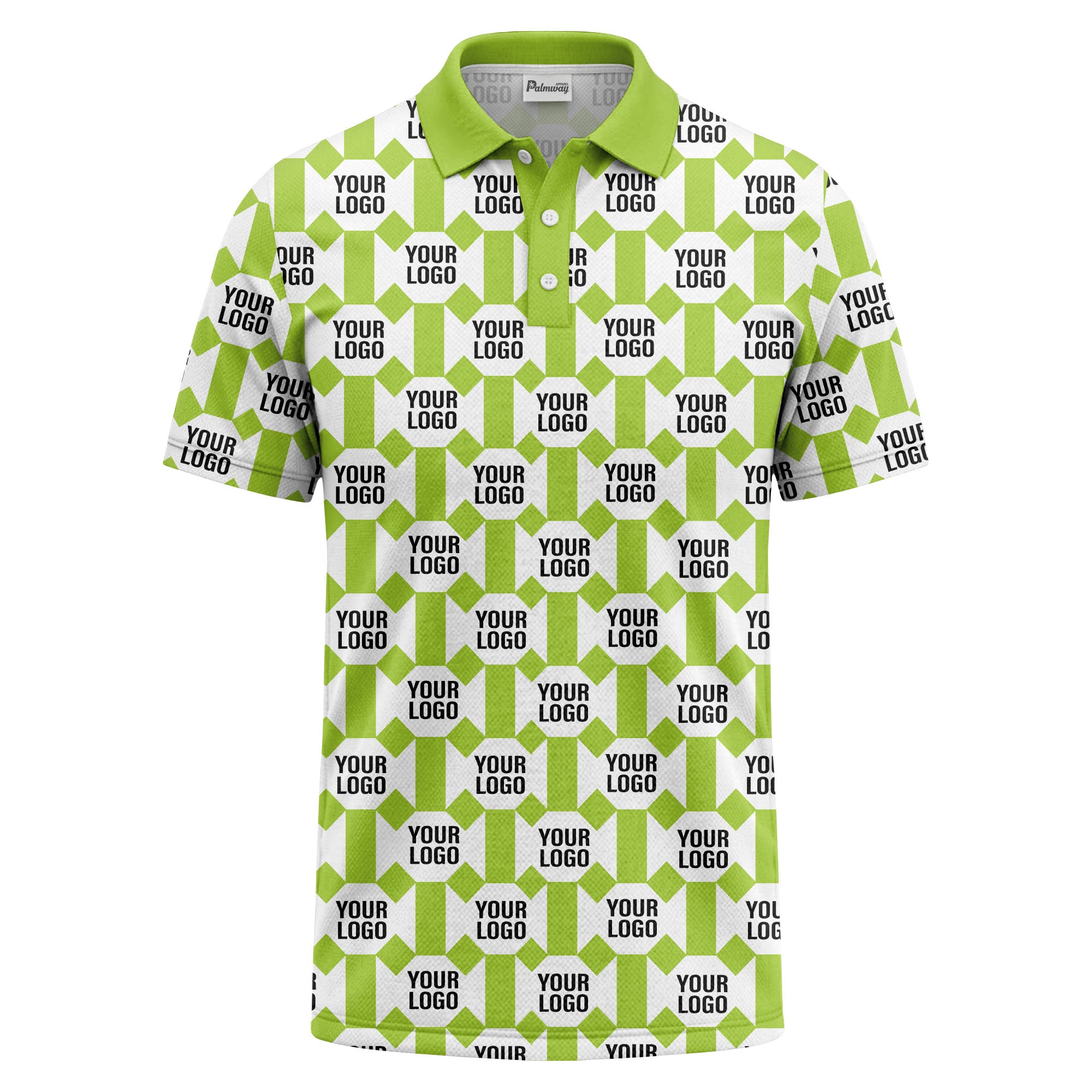 monochrome hexagon repeat custom logo geometric polo shirt for men
