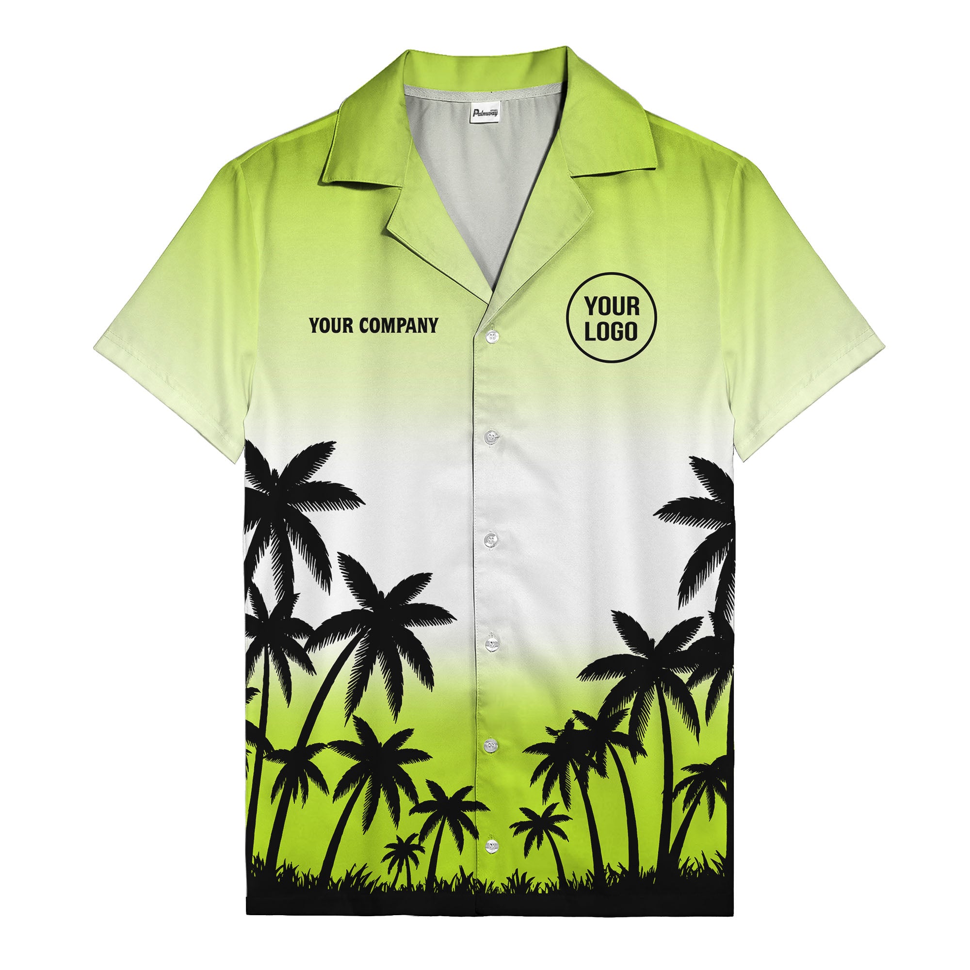 monochrome palm tree gradient silhouette hawaiian shirt for men
