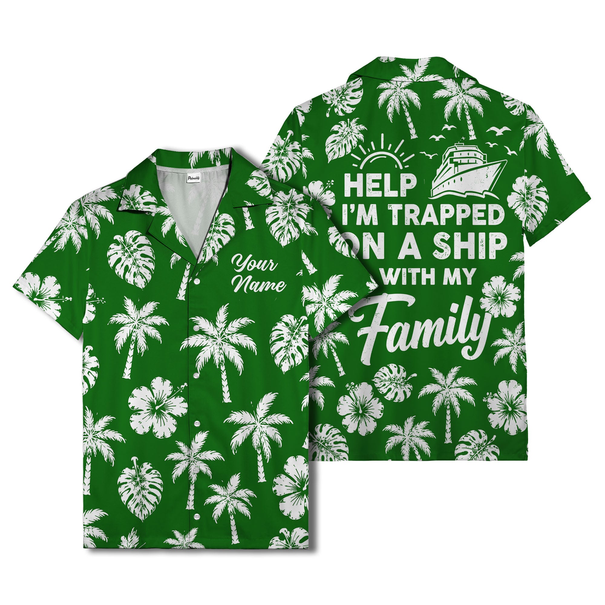 monochrome palm trees and hibiscus hawaiian shirt for men