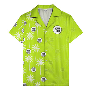 monochrome palm trees & custom logo repeat hawaiian shirt