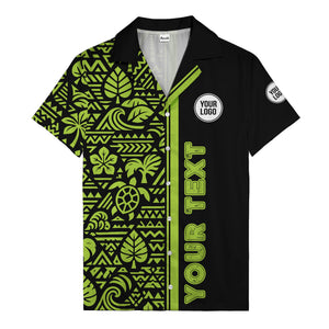 monochrome polynesian tribal turtles & waves hawaiian shirt
