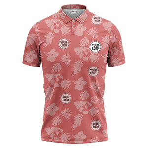 illustrated monochrome tropical flowers and leaves polo shirt for men