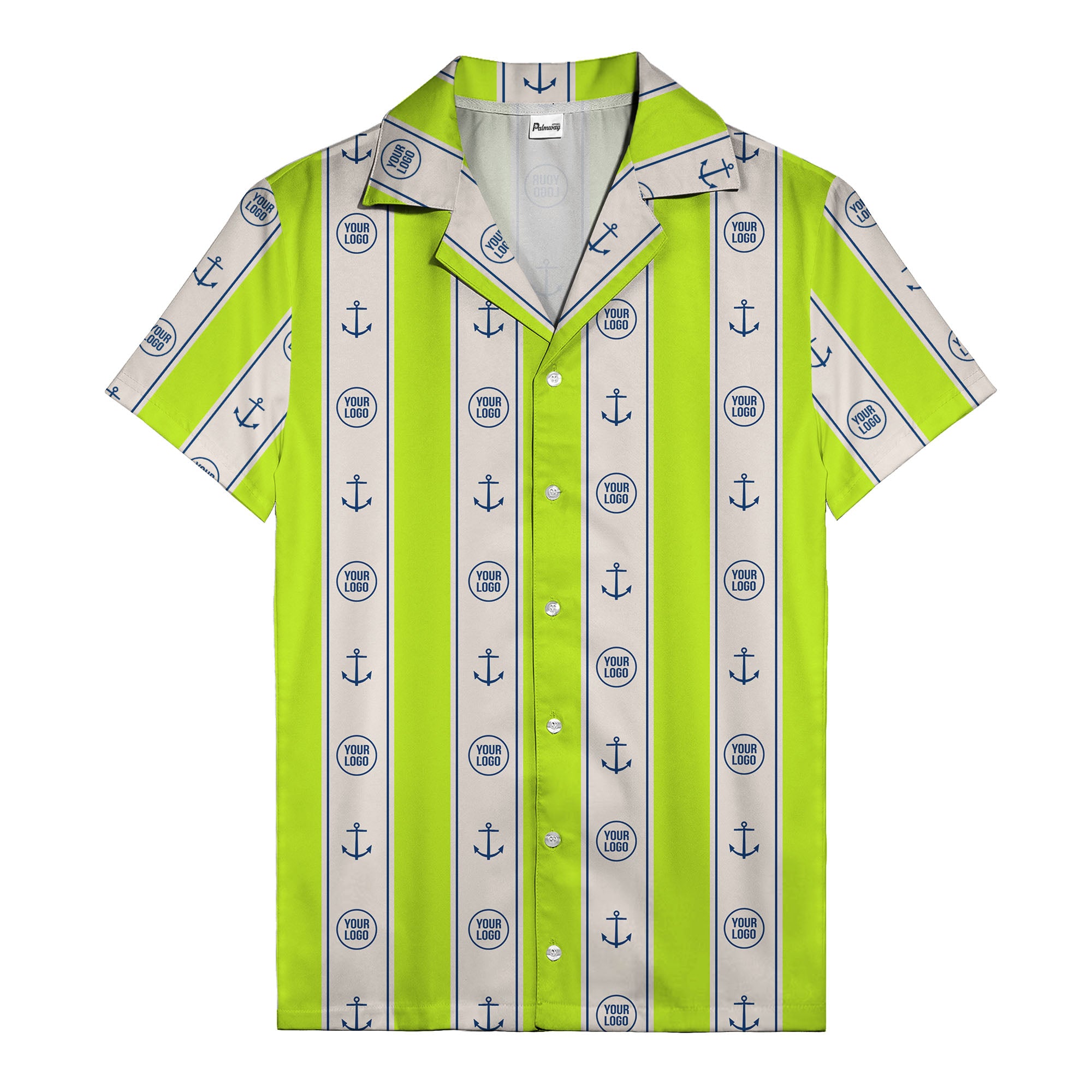 nautical anchors & custom logo repeat hawaiian shirt for men