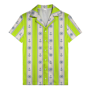 nautical anchors & custom logo repeat hawaiian shirt for men