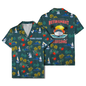 palm trees sailboats hibiscus island paradise hawaiian shirt