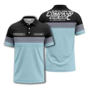 personalized department name gray stripe polo shirt for teams