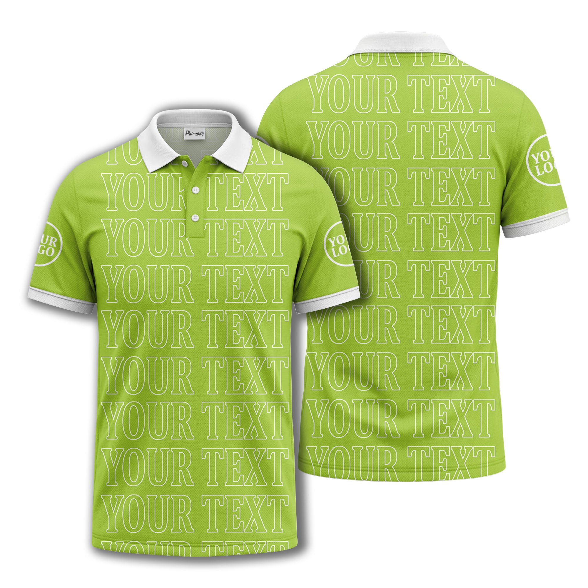personalized name repeat text minimalist golf polo shirt