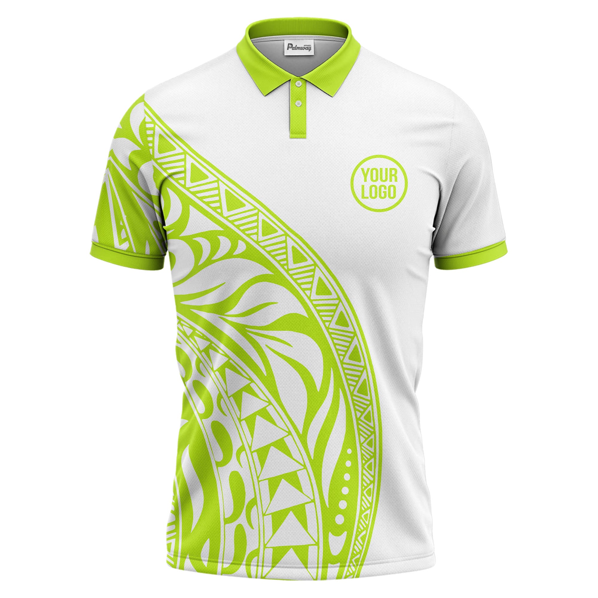 polynesian tribal tattoo geometric triangles black white polo shirt for men