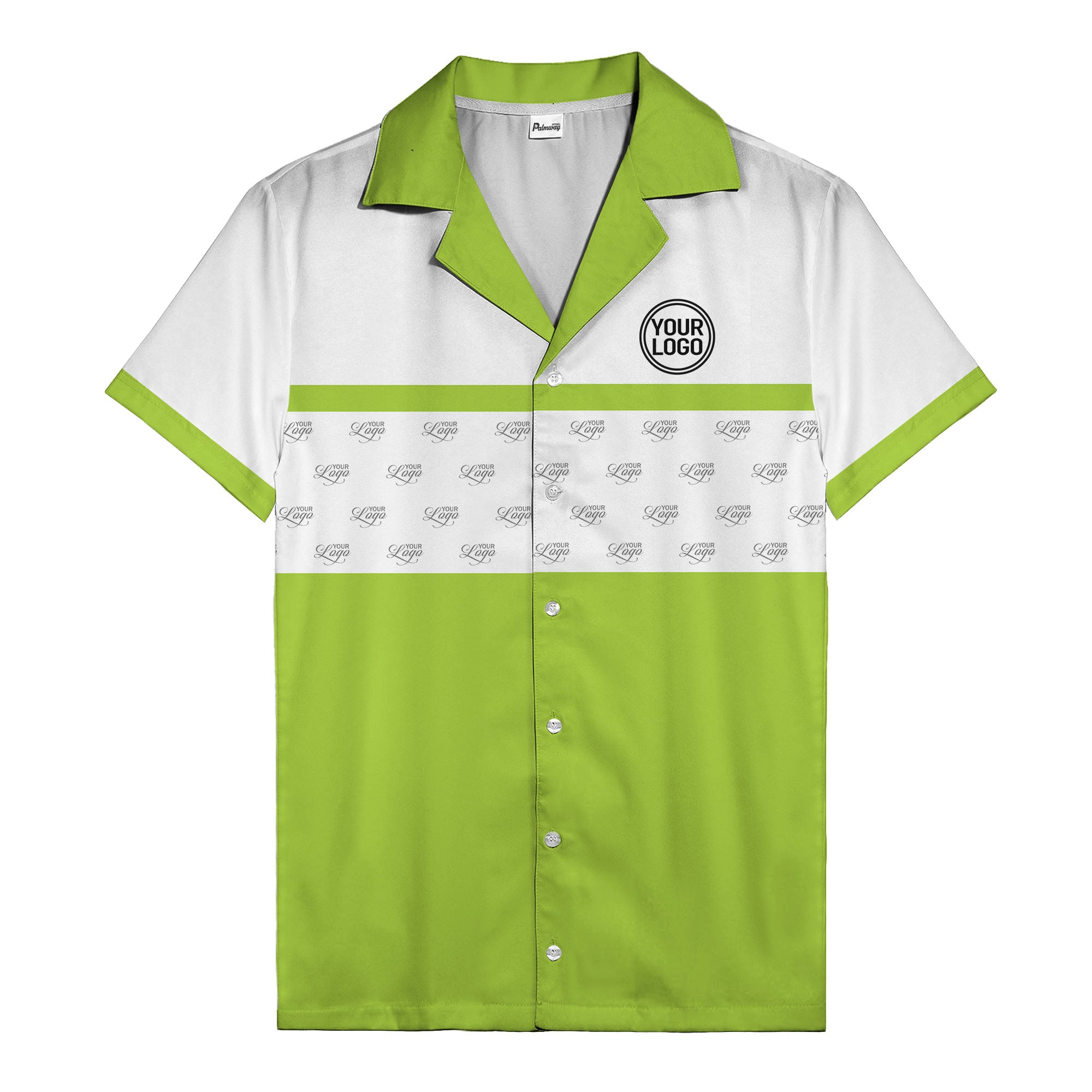 retro bowling custom logo repeat hawaiian shirt for men