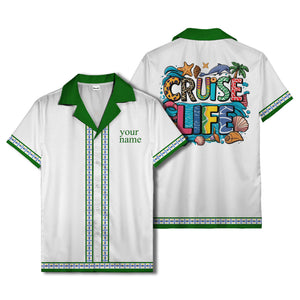 retro bowling diamond geometric personalized hawaiian shirt for men
