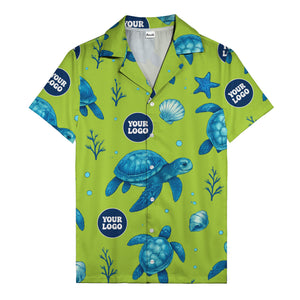 sea turtles & coral seashells aloha navy hawaiian shirt