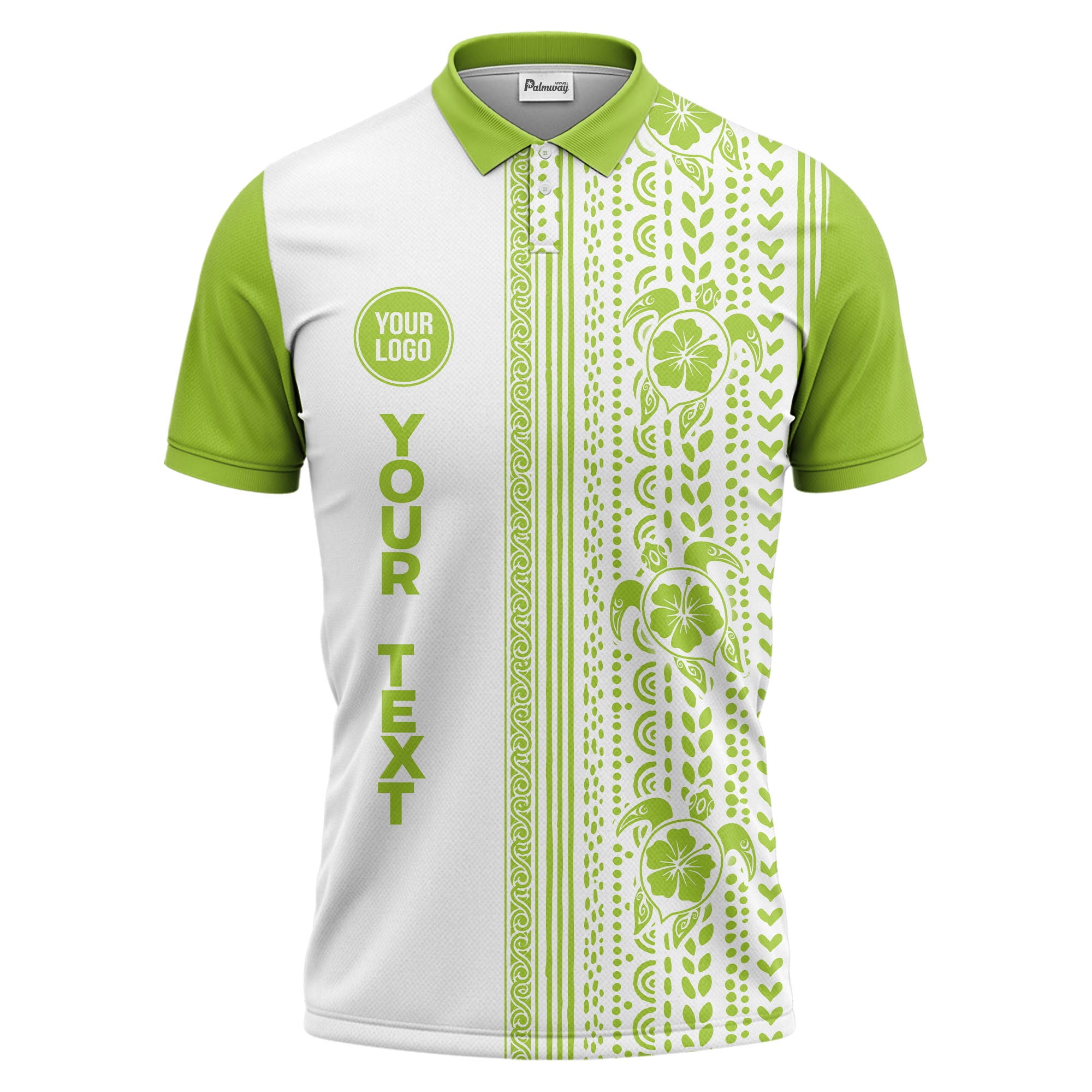 sea turtles hibiscus polynesian tribal black white polo shirt for men