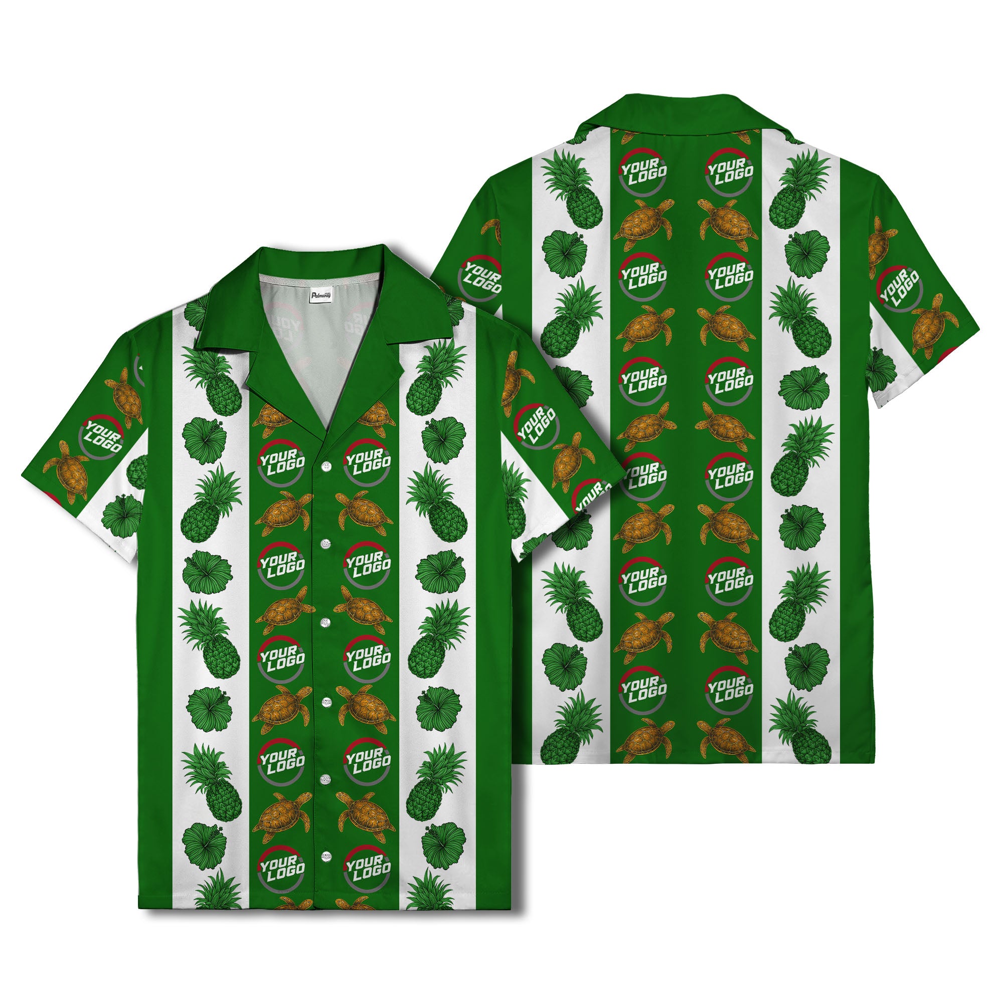 sea turtles & pineapple hibiscus striped hawaiian shirt
