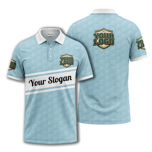 shield logo stars hexagon pattern polo shirt for men